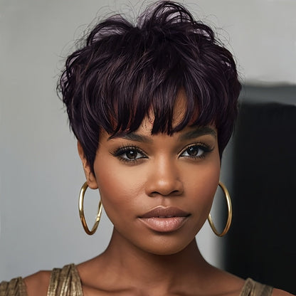 Synthetic Wig 4-Inch Short Body Waves with Full Bangs in Eight Color Options for Costume Looks