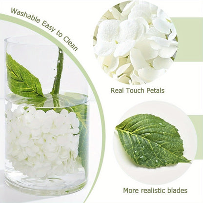 Artificial Flowers 21-Inch Full-Latex Hydrangea Stems in 4 or 8-Piece Sets with Flexible Wire