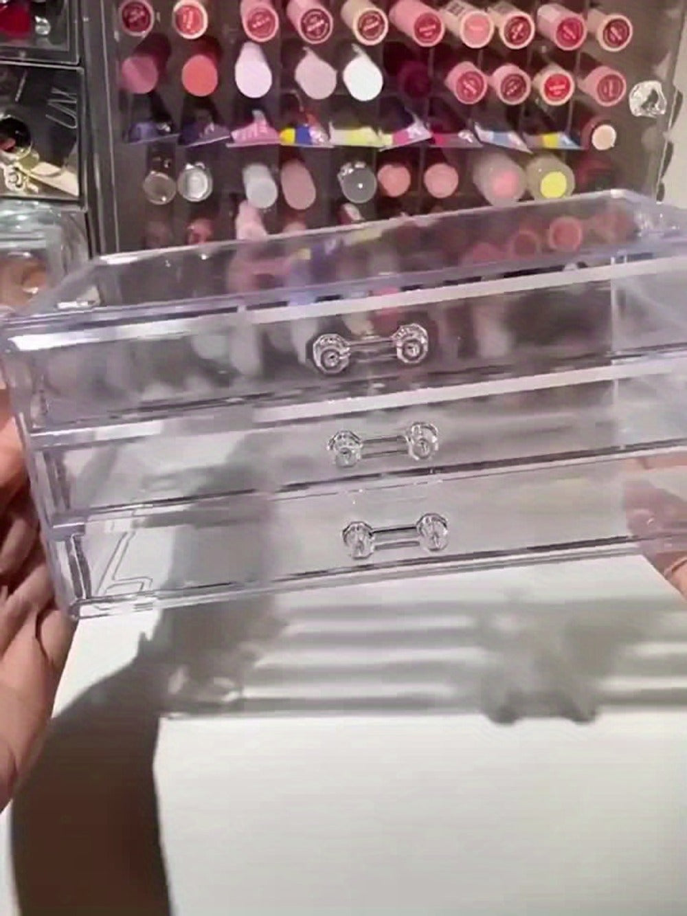 Clear Acrylic Makeup Organizer 5-Tier with Drawers Dustproof Cosmetic Storage for Lipstick Foundation Brushes Skincare