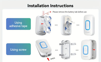 USB Plugin Wireless Doorbell Kit with 60 Melodies, 5 Volume Levels & Colorful LED Indicator, 1000ft Range