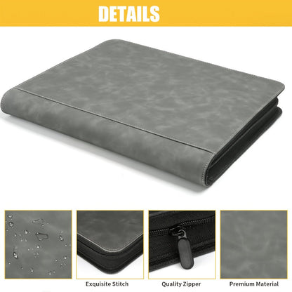 Trading Card Binder Ringless 16 Pocket – Double-Sided Side-Loading Zipper Card Album for Pokemon MTG TCG Sports Cards K-pop Photocards Large