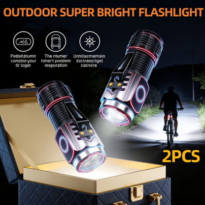 Handheld Flashlight 2 Pack Rechargeable LED, Ultra-Bright Multi-Mode Working Lamp Long Distance