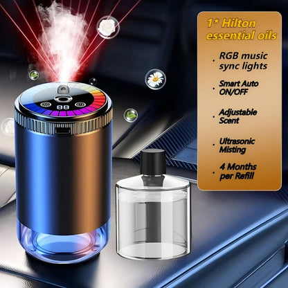 Car Aromatherapy Diffuser with Dynamic Light Show & Starry Sky Projector – USB Rechargeable Air Freshener, Essential Oil Perfume
