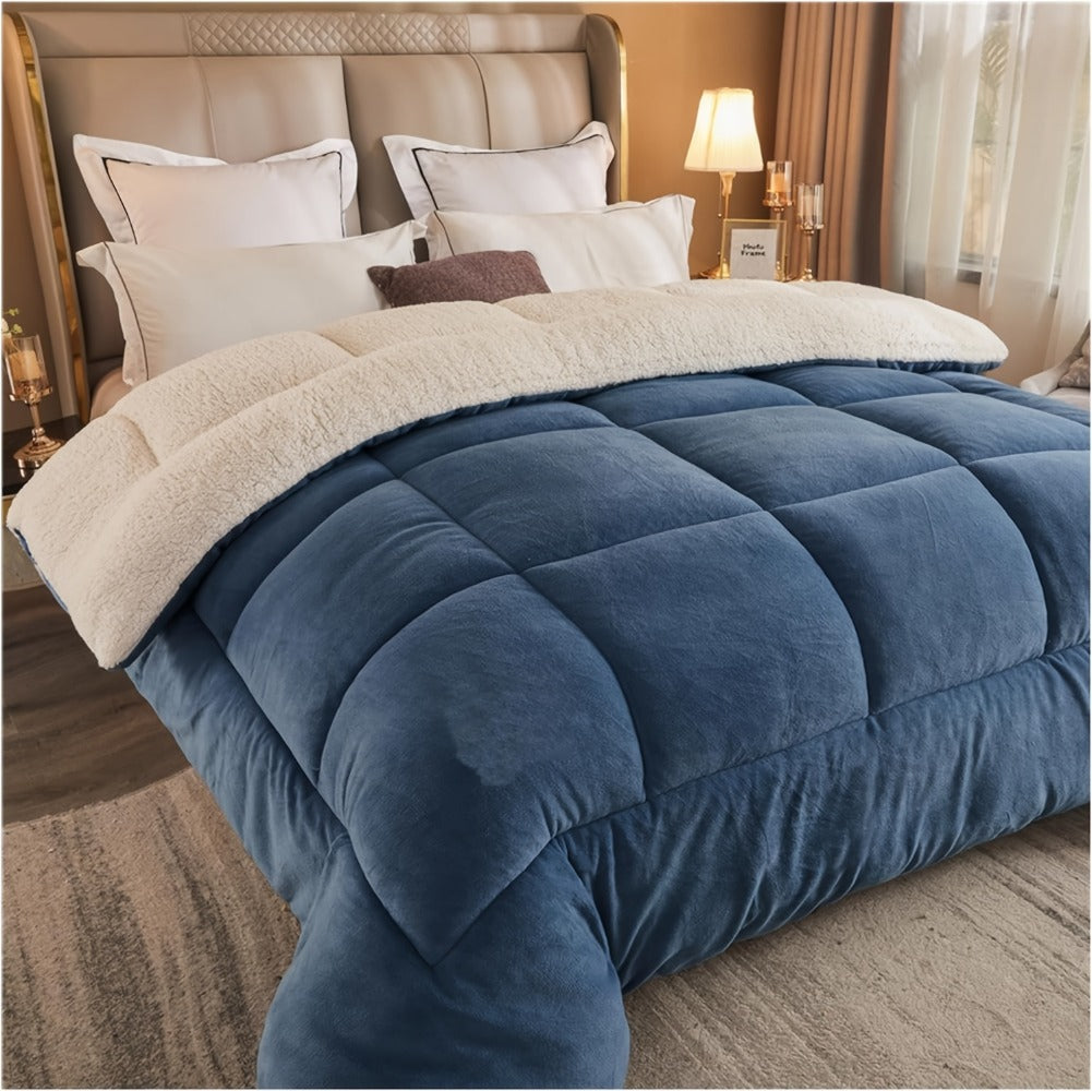 Sherpa Fleece Comforter Set Extra Thick Plush Microfiber Reversible Soft Warm Luxury Bed Blanket Twin XL Full Queen King 10 Colors