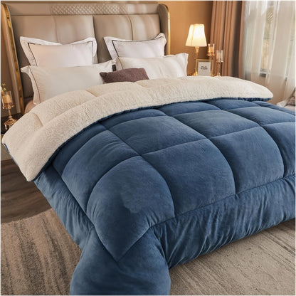 Sherpa Fleece Comforter Set Extra Thick Plush Microfiber Reversible Soft Warm Luxury Bed Blanket Twin XL Full Queen King 10 Colors