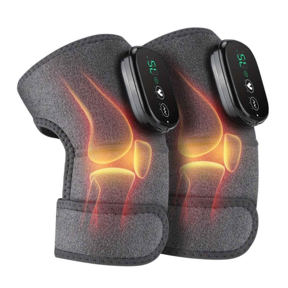 Heating Knee Massager 3-in-1 Wireless Vibrating Knee Brace - Electric Heating Pad with Vibration Massage for Knee