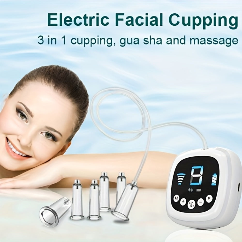 Facial Cupping Massage Device Electric 3-in-1 for Face Neck Eye, 9 Suction Levels 5 Frequencies 2 Modes
