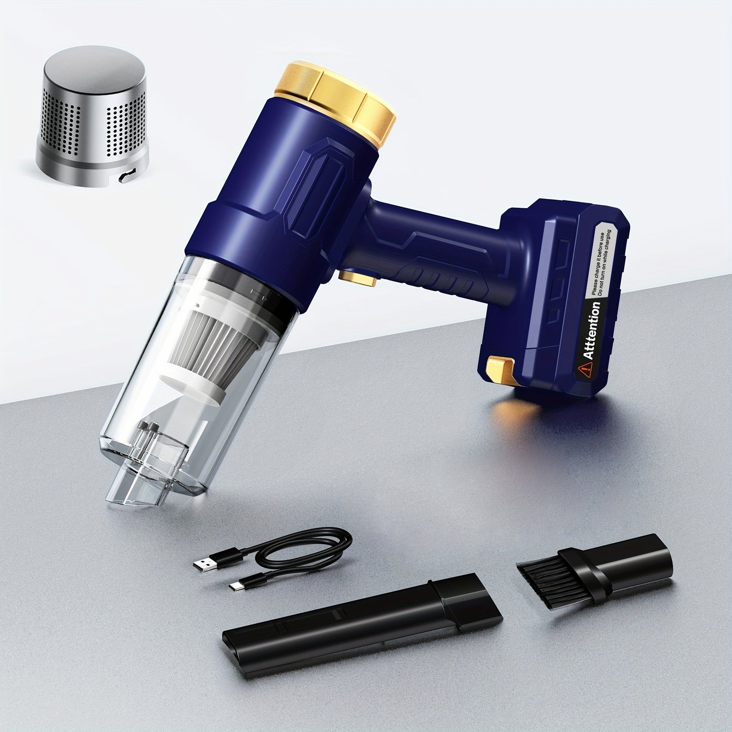 Handheld Vacuum Cleaner with 4KPa Suction, USB Charging, Crevice Tool and Three Color Options