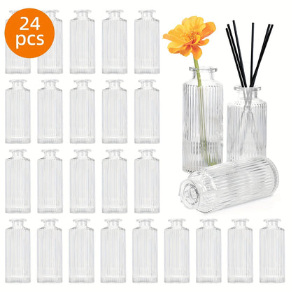 Mini Bud Vases Set – Modern Striped Clear Glass Flower Vases for Wedding Centerpieces, Birthday Party, Anniversary, Home Table Decor