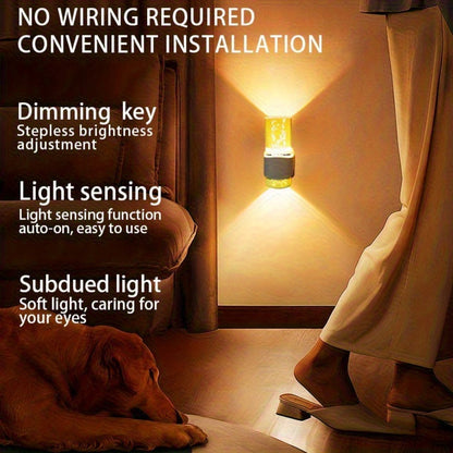 Night Light Plug-In Wall Lamp 2-Pack with 3000K Warm White LED, Touch Dimming and Automatic Light Sensor