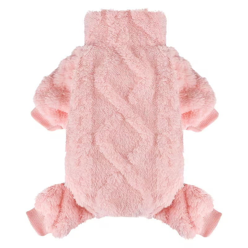 Fleece Dog Turtleneck Jumpsuit with Six Colors, Four-Leg Cut and XXS–M Sizes for Small Pets