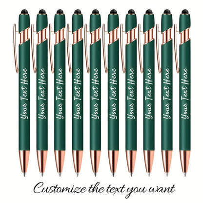 Personalized Metal Ballpoint Pens 10pcs Custom Engraved with Name or Logo - Smooth Black Ink
