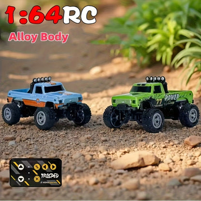 Remote Control Car, 1:64 Scale Alloy Mini Off-Road Truck with 2.4GHz Control, Shock Suspension, Running Lights and Five Colors