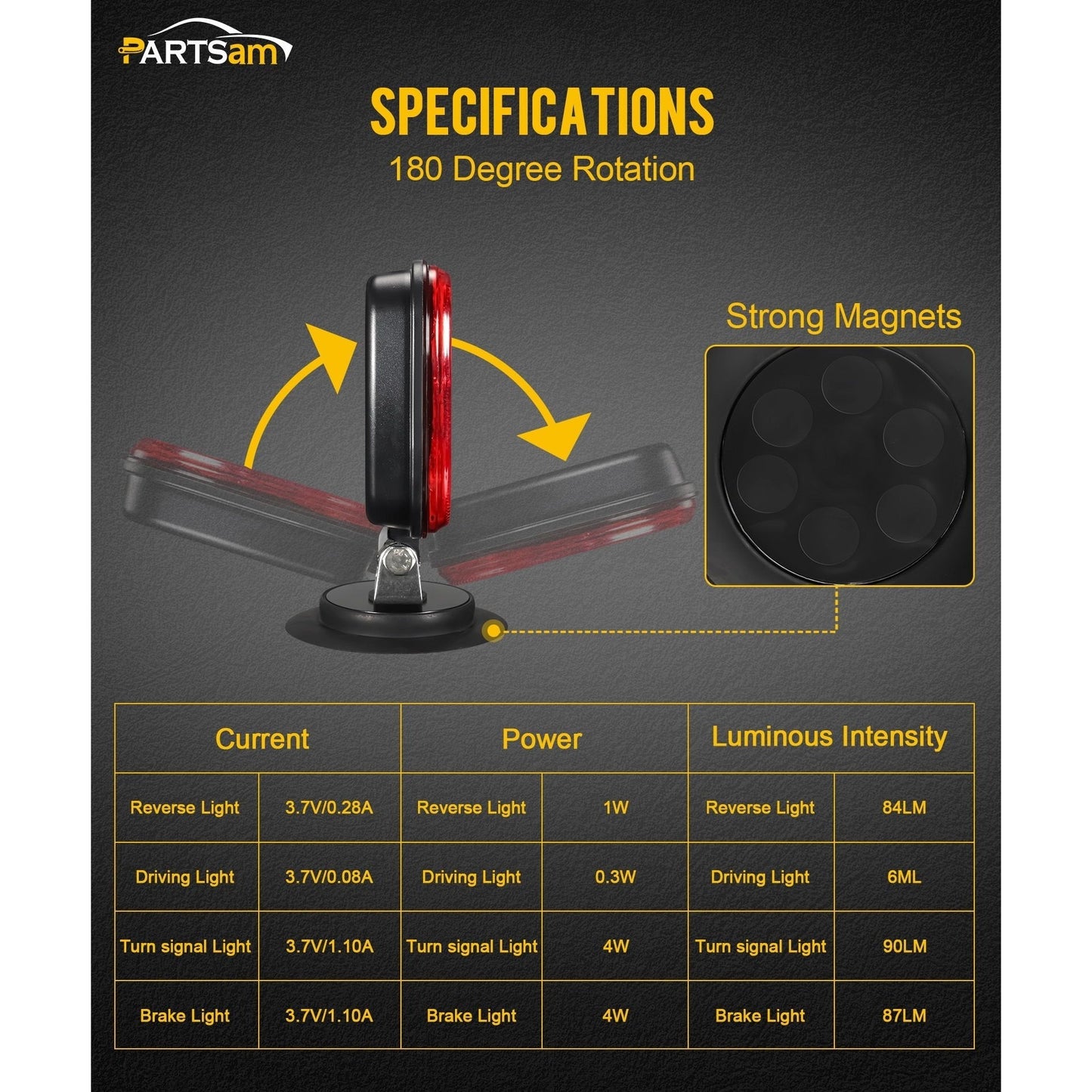 Wireless Magnetic LED Trailer Light Kit – 26 LED Towing Tail Light Stop Turn Brake Reverse, 7-Pin Plug 12-24V IPX5 Waterproof