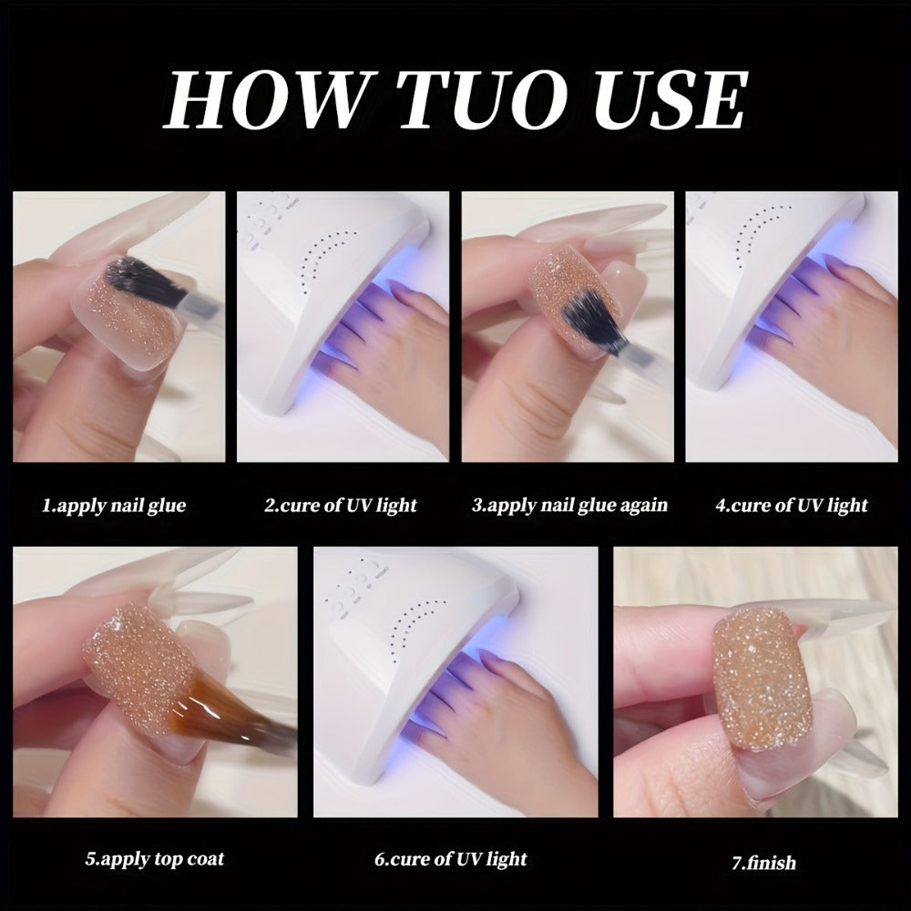 Gel Nail Polish 5-Color Pastel Diamond Glitter Set in Frame Bottles, Shades 140-144, with UV/LED Soak-Off Cure