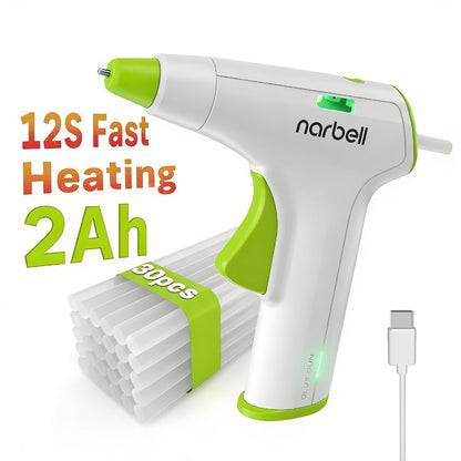 Cordless Hot Glue Gun Fast Heating USB Rechargeable 2000mAh, 12-Second Heat-Up, Anti-Drip Nozzle
