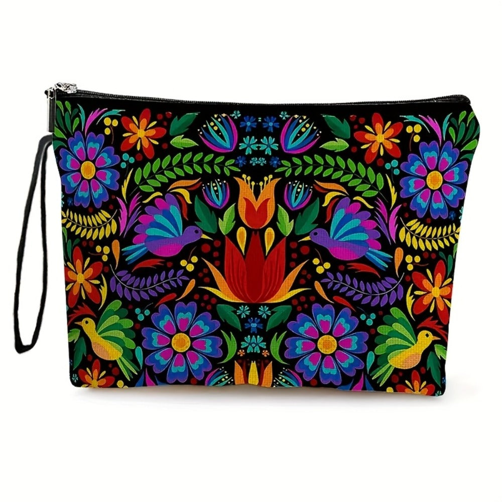 Makeup Bag Four-Piece Zipper Pouch Set in Floral or Animal Prints for Travel, Vanity and Everyday Beauty Storage