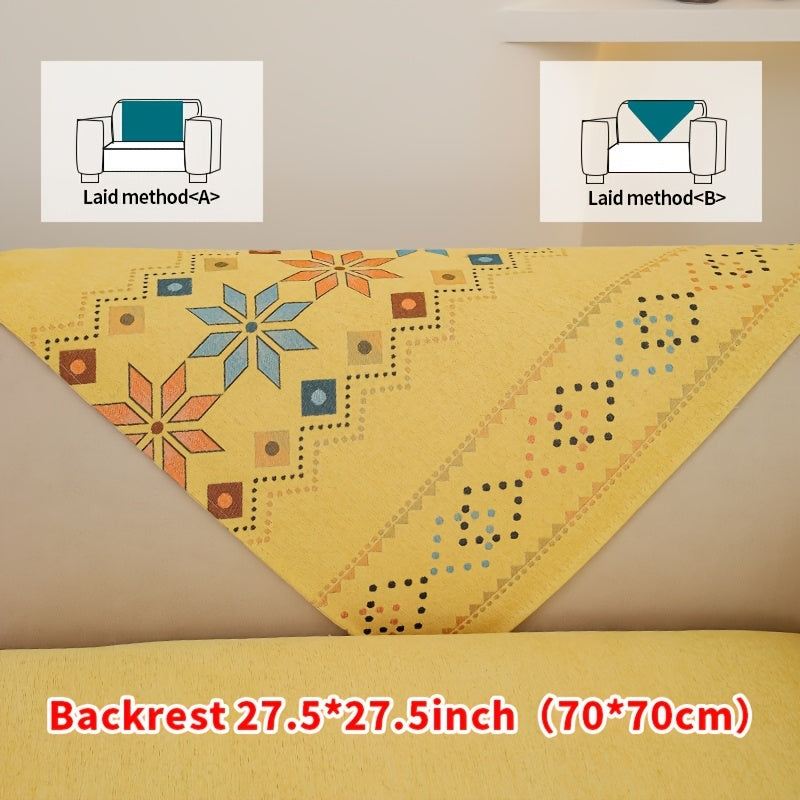 Sofa Cover Bohemian Chenille Jacquard Knit Sections for Seat, Armrest or Backrest with Model-Specific Size and Color Options