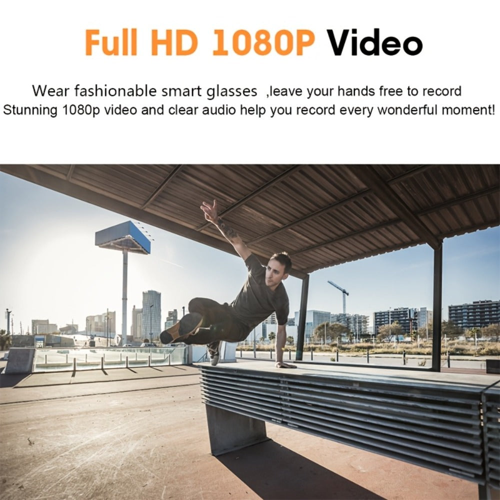 Smart Glasses Camera 1080P HD Video Recording, Built-in 32GB, Music Playback & Phone Call, Wearable Action Camera Sunglasses