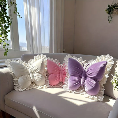Butterfly Lumbar Pillow Cute Waist Support Cushion for Back Sleepers Home Bedroom Car Seat for Entryways, Bedrooms and Living Spaces
