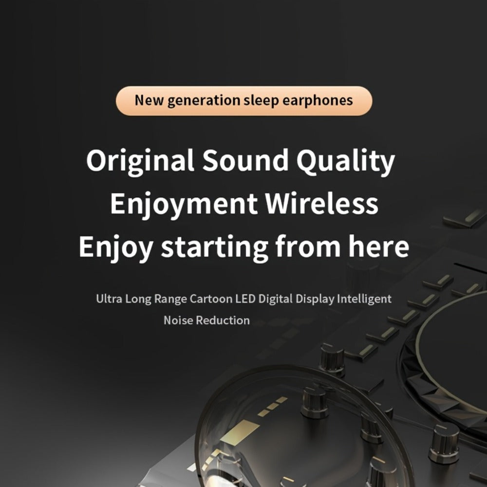 Low-Profile Round-Case Mini Sleep Earbuds with Digital Battery Display in Black, Khaki or White