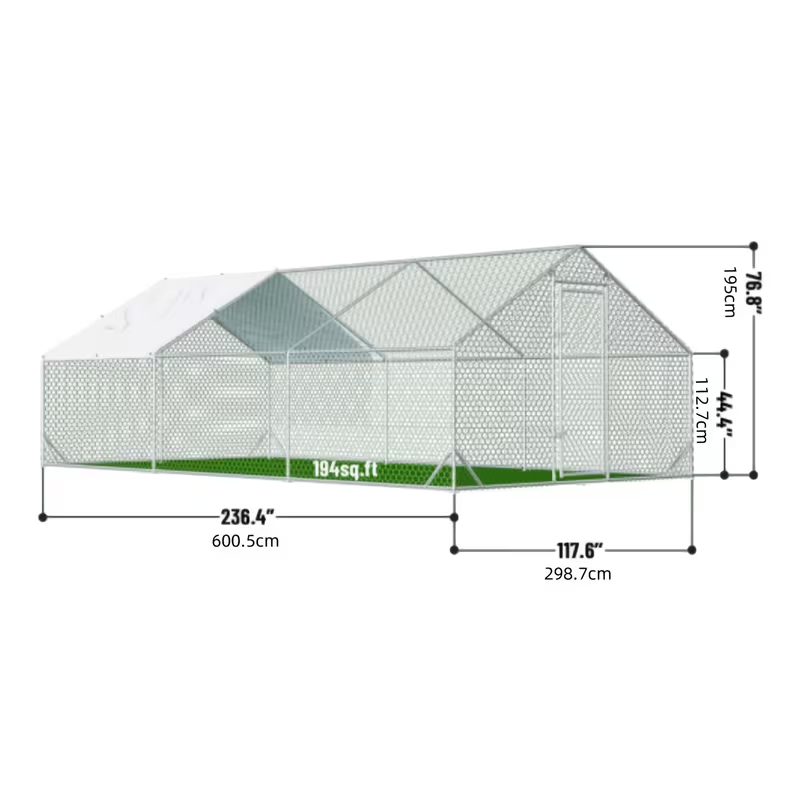 Metal Chicken Run Walk-in Poultry Enclosure with UV Protection - Dome Flat & Spire Roof Styles