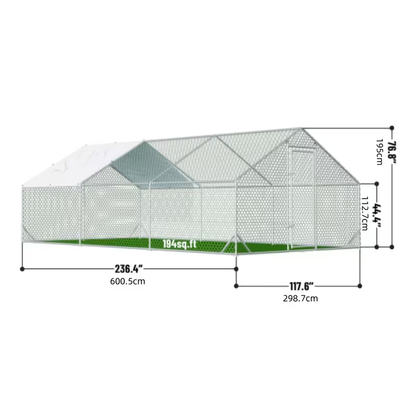 Metal Chicken Run Walk-in Poultry Enclosure with UV Protection - Dome Flat & Spire Roof Styles