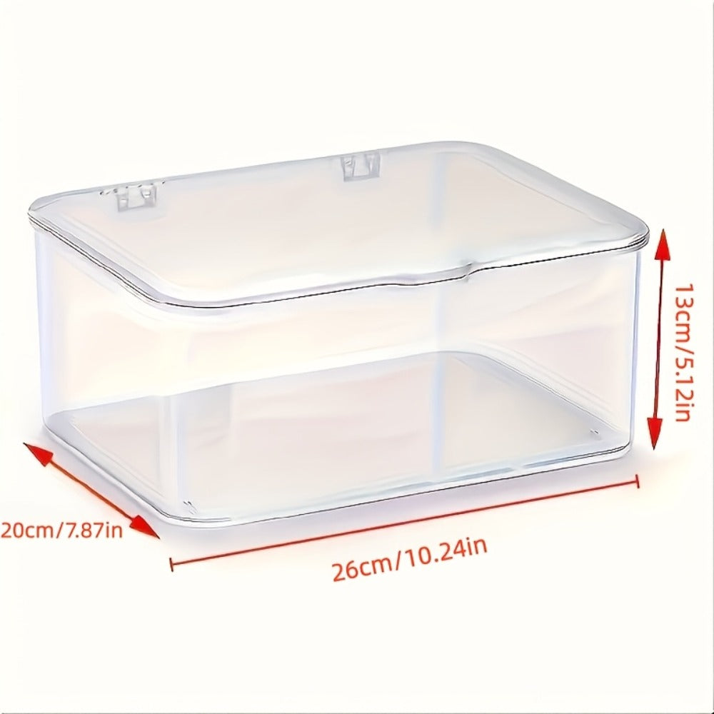 Clear Lidded Phone Case Storage Box, 10.2 x 7.9 x 5.1-Inch Desktop Organizer for Accessories