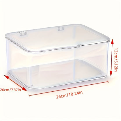 Clear Lidded Phone Case Storage Box, 10.2 x 7.9 x 5.1-Inch Desktop Organizer for Accessories