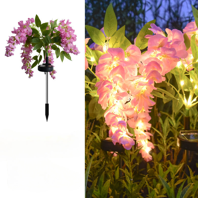 Solar Garden Lights 52-LED Wisteria Flower Stake with Two Modes and Six Color Options for Patio