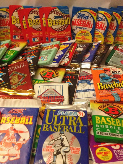 Vintage MLB Baseball Card Packs Lot 1980s 90s Unopened Unsearched 60 Cards 4-5 Packs Look for Hall of Famers Stars and Rookies Golden Era