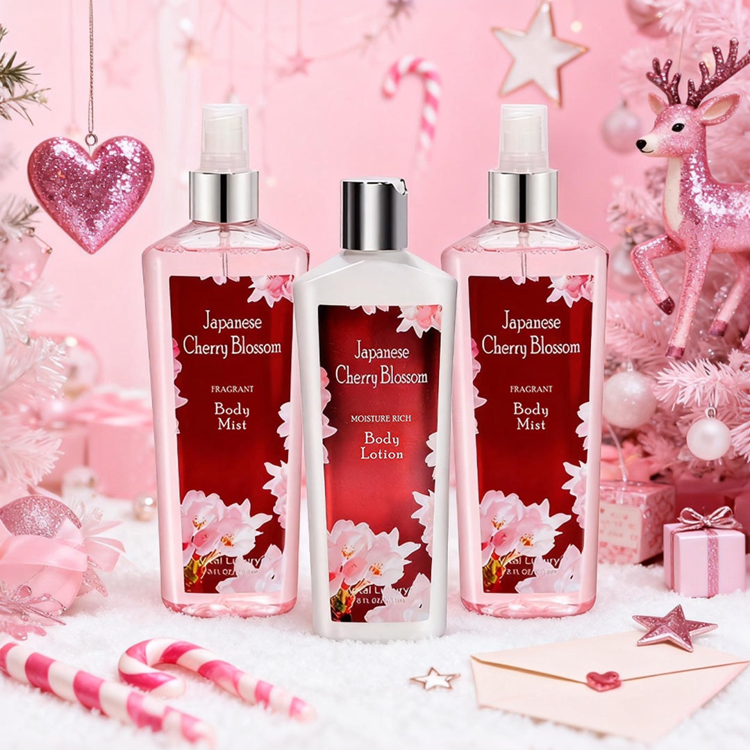 Body Care Gift Set for Women 3pcs, Body Wash, Lotion & Perfume Fragrance Moisturizing Skin Care Kit Sweet