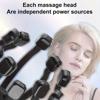 Electric Scalp Massager, 8-Finger USB Rechargeable Head Massager with 3 Massage Modes, Portable Stress & Hair Growth Stimulator