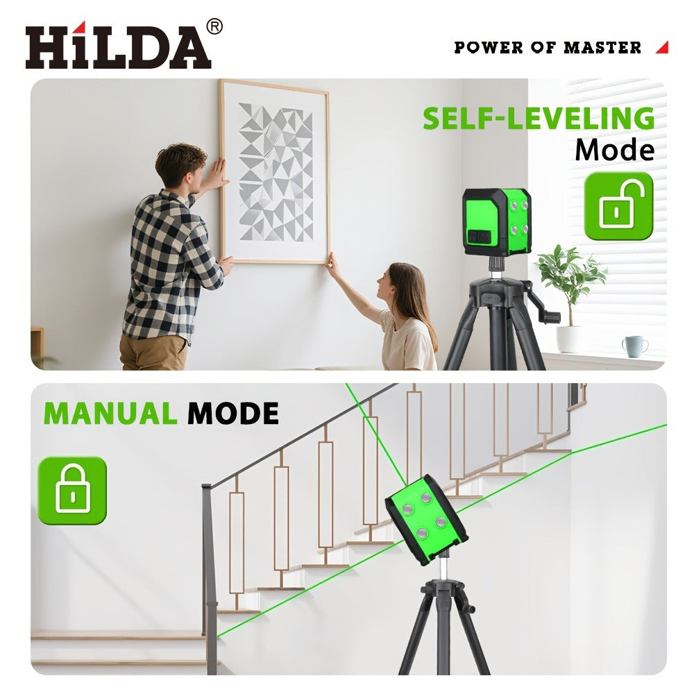 Green-and-Black Cross-Line Laser Level in Two Kits with Optional Black Tripod Checkout Pictured