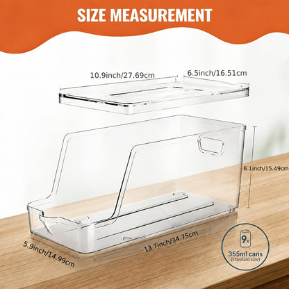Soda Can Organizer for Refrigerator Stackable | Can Holder Dispenser with Lid for Fridge, Pantry & Freezer – Holds 9 Cans Each