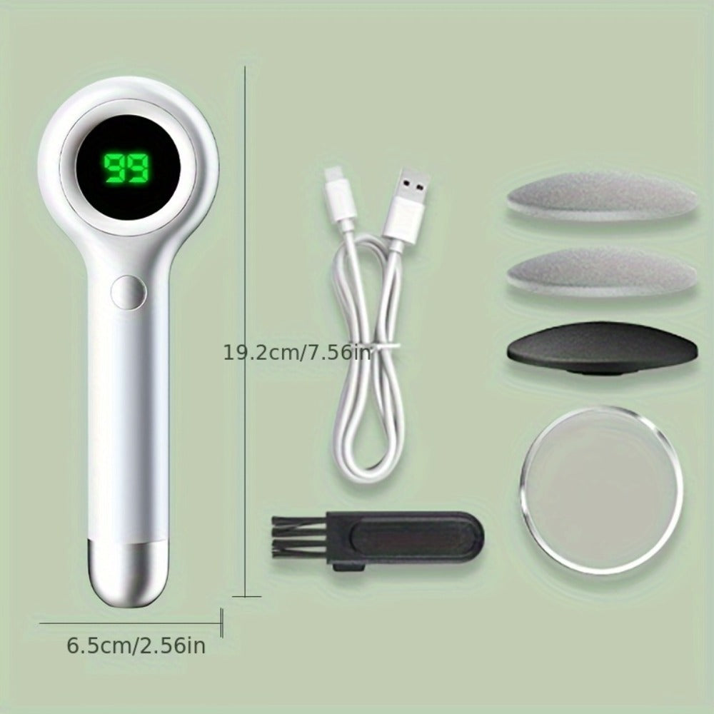 Electric Callus Remover for Feet - Rechargeable Foot File with 3 Interchangeable Heads, 2 Speed Settings & Built-in Vacuum