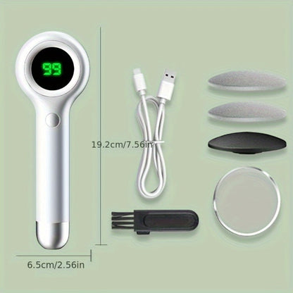 Electric Callus Remover for Feet - Rechargeable Foot File with 3 Interchangeable Heads, 2 Speed Settings & Built-in Vacuum