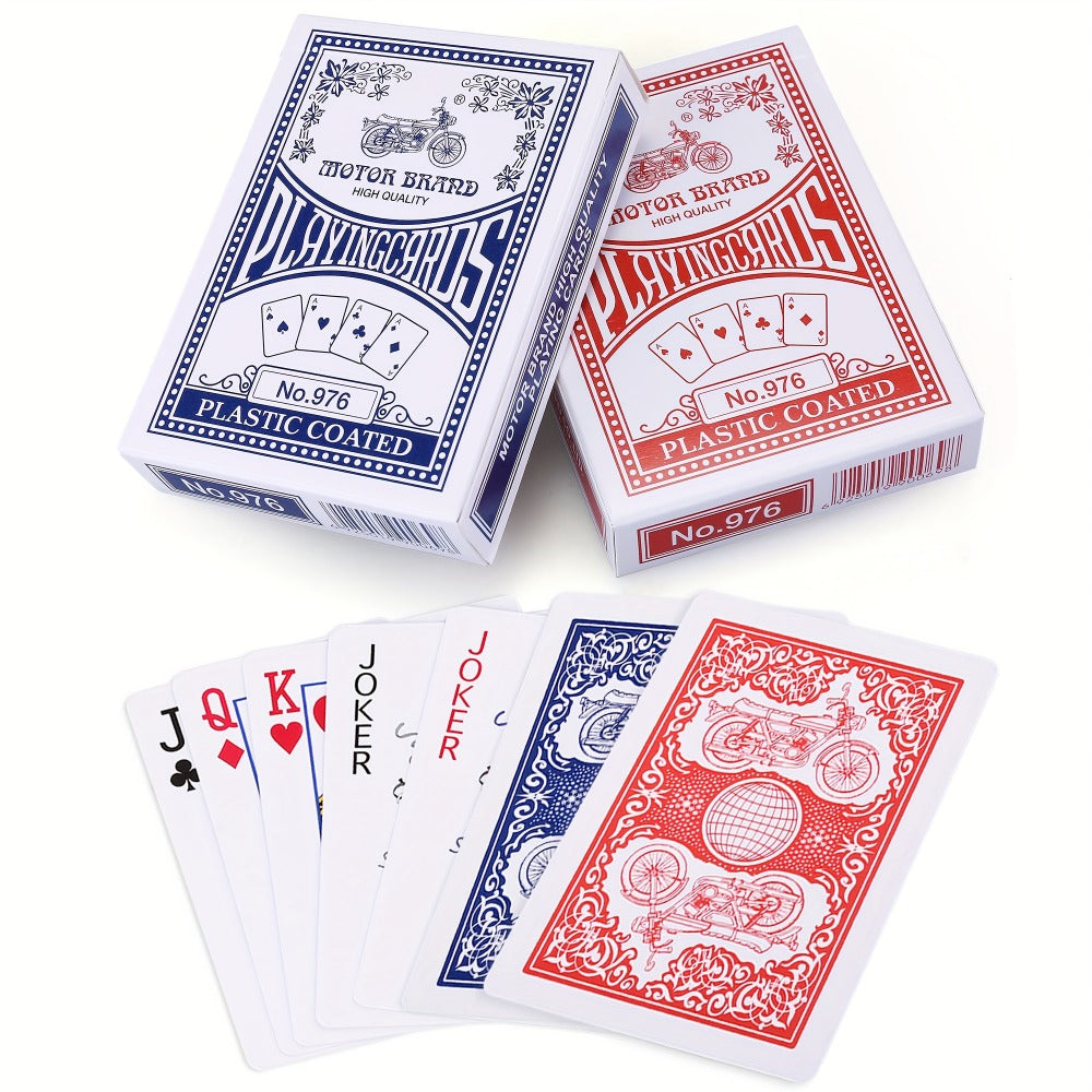 Bulk Playing Cards 24 Decks Pack 12 Blue & 12 Red Plastic-Coated Poker Size Standard Index – 52 Cards + 2 Jokers Each for Poker Family Games