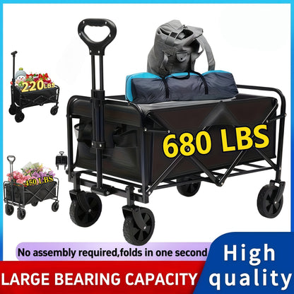 Folding Wagon, Garden Cart Beach Wagon Camping Utility Outdoor Cart for Garden, Patio and Yard Use