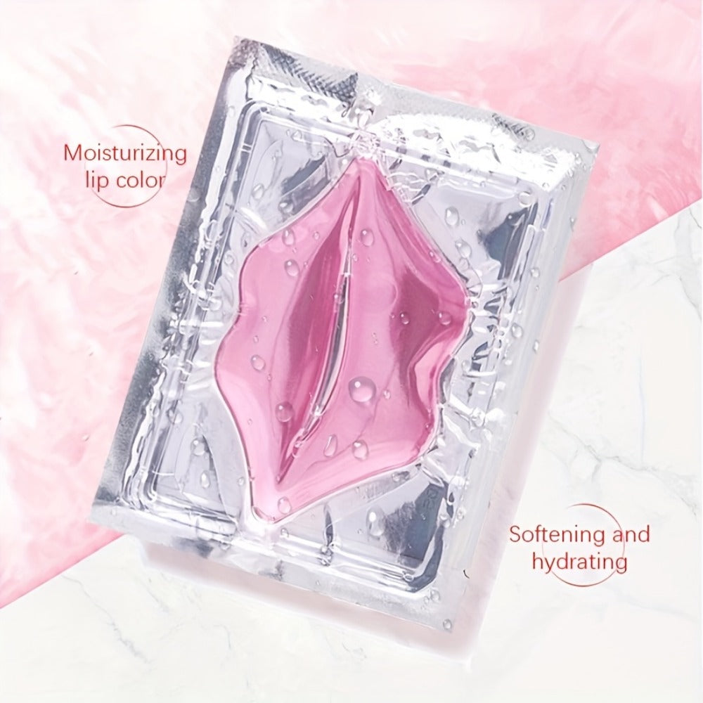 Fifteen Individually Wrapped Pink Lip-Shaped Gel Patches in Clear Rectangular Sachets with 15-Piece Count