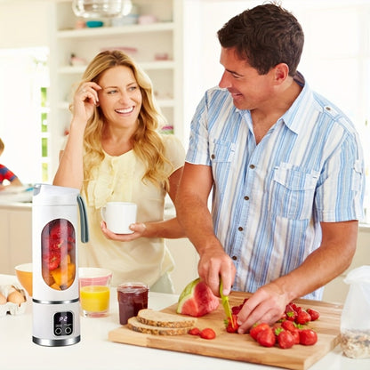 Portable Juicer USB Rechargeable with LED Display - Handheld Personal Blender for Smoothies, Juice & Ice Crush