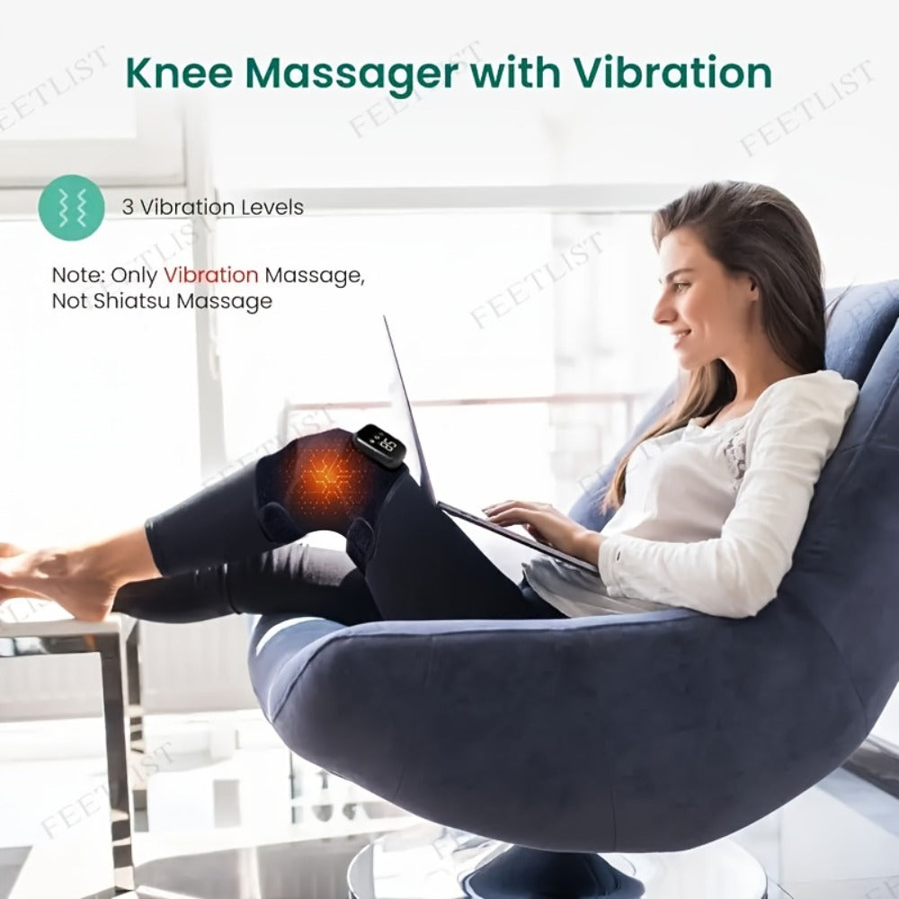 Knee Massager with Heat, 3-Level Heating Pad for Knee Pain, Joint & Warmth, Anti-Slip Breathable Knee Brace for Men & Women