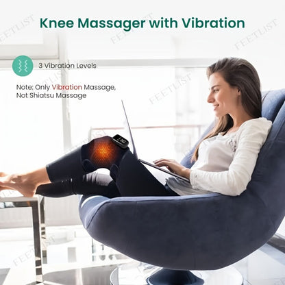 Knee Massager with Heat, 3-Level Heating Pad for Knee Pain, Joint & Warmth, Anti-Slip Breathable Knee Brace for Men & Women