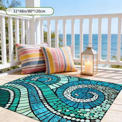 Outdoor Rug Non-Slip Decorative Foldable Portable Camping Mat Machine Washable for Patio Garden Pool Beach Picnic Living Area Multiple Sizes