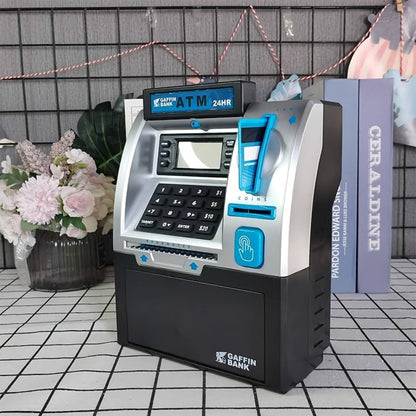 Electronic Money Bank for Kids with Debit Card & Cash Scanning, Digital ATM Piggy Bank with Coin & Bill Slot