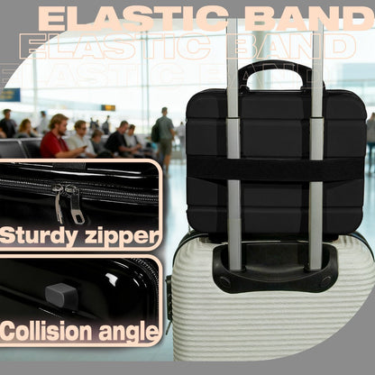 Hard Shell Makeup Travel Case Waterproof Pressure-Proof Portable Cosmetic Suitcase with Elastic Band Luggage Attachment Carry-On Organizer