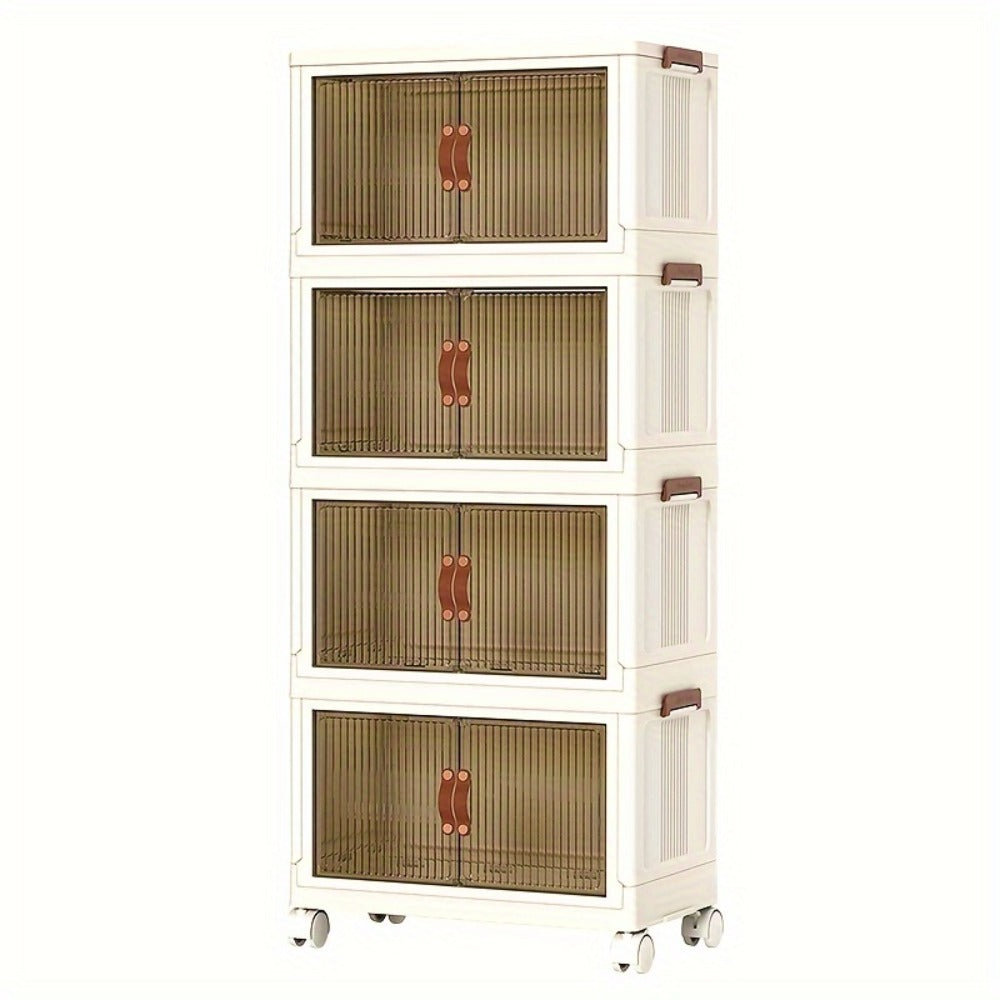 Lidded Storage Bins with Wheels – 2/3/4/5-Tier Dual-Opening Storage Organizer Box with Lid, Large Stackable Storage Container for Books