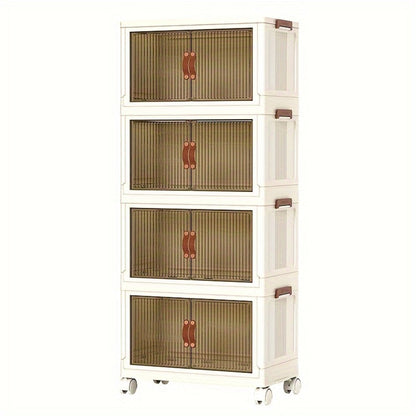 Lidded Storage Bins with Wheels – 2/3/4/5-Tier Dual-Opening Storage Organizer Box with Lid, Large Stackable Storage Container for Books