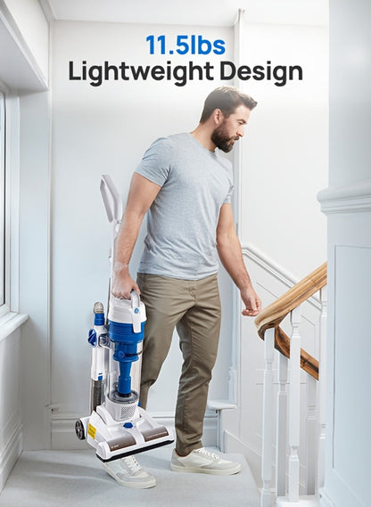 Upright Bagless Vacuum Cleaner with 20ft Cord 13in Cleaning Path Powerful Suction for Carpet Hard Floor Pet Hair Home