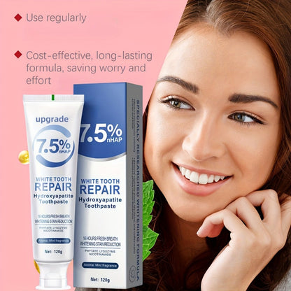 Hydroxyapatite Toothpaste 3-Pack 7.5% Nano Formula Whitening Toothpaste with Toothbrush Teeth for an Everyday Personal Care Routine